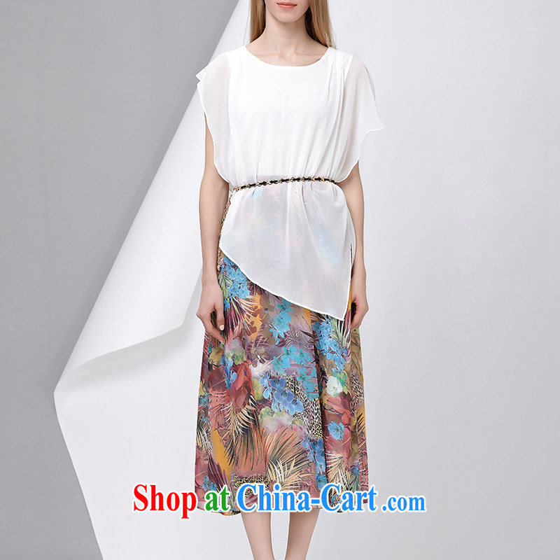 cheer for summer 2015 new products, female Bohemia, fancy fake 2-part video thin short-sleeve double-yi long skirt 2806 white 5 XL, cheer for (qisuo), shopping on the Internet