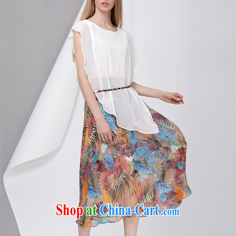 cheer for summer 2015 new products, female Bohemia, fancy fake 2-part video thin short-sleeve double-yi long skirt 2806 white 5 XL, cheer for (qisuo), shopping on the Internet