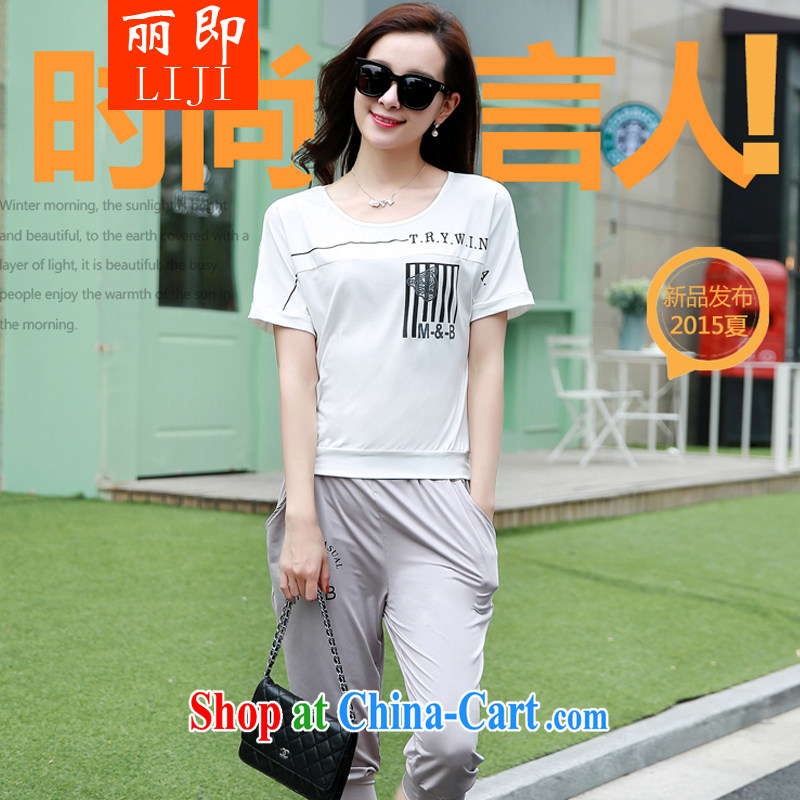 Mrs Carrie Yau, namely, real-time a thick MM campaign kit 2015 larger female summer leisure short-sleeved Korean version of the new, two-piece black XXXXL, namely, on-line shopping
