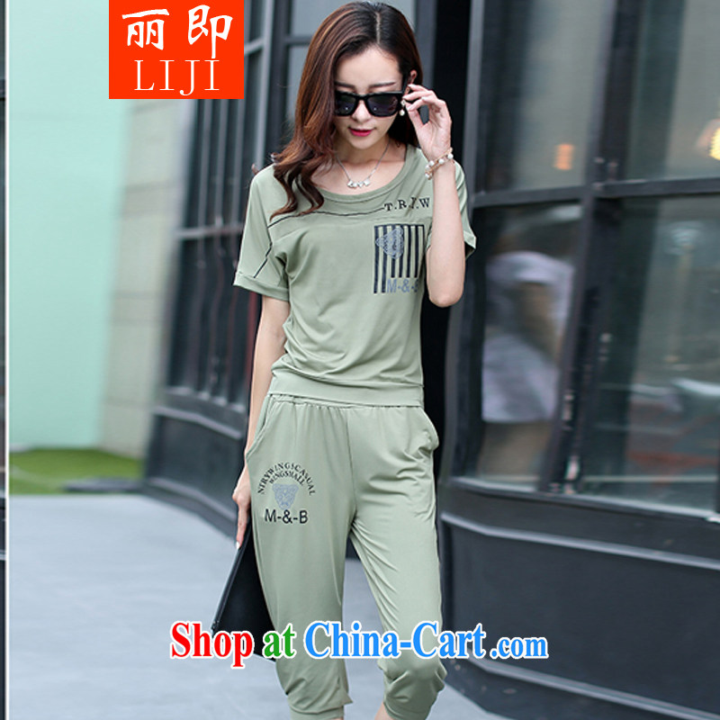 Mrs Carrie Yau, namely, real-time a thick MM campaign kit 2015 larger female summer leisure short-sleeved Korean version of the new, two-piece black XXXXL, namely, on-line shopping