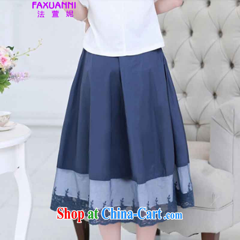 The Xuan Connie 2015 short-sleeve summer long skirt Art Nouveau two-piece dresses, long, embroidery the code graphics thin Kit skirt blue, code, law-hsuan (FAXUANNI), shopping on the Internet