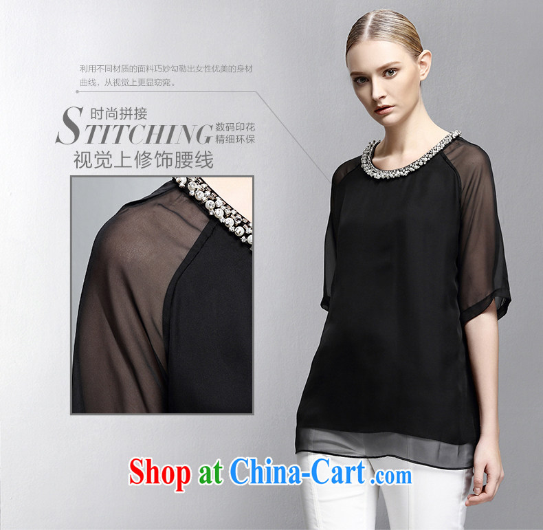 The wheat high-end large, female 2015 summer new thick mm silk cuff in fresh female T pension 852362346 black 6 XL pictures, price, brand platters! Elections are good character, the national distribution, so why buy now enjoy more preferential! Health