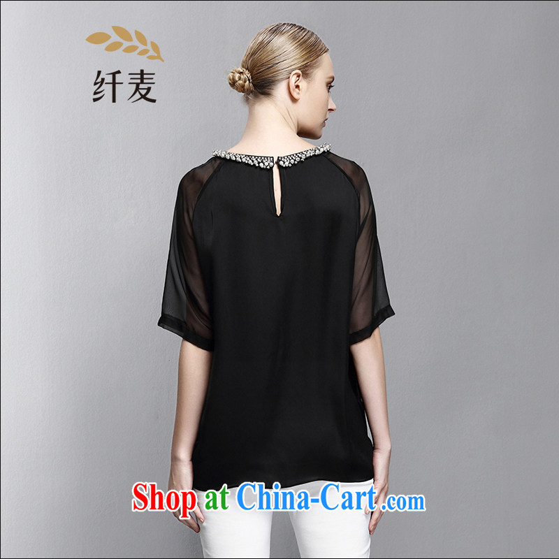 The wheat high-end large, female 2015 summer new thick mm silk cuff in fresh female T pension 852362346 black 6 XL, former Yugoslavia, Mak, and shopping on the Internet