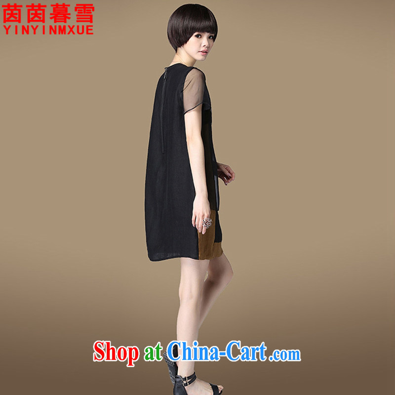 Athena Chu Yan and snow 2015 summer new, larger female cotton the stitching beauty dresses female LYQ 6816 black 4XL, Yan Yan, Xue (yinyinmuxue), online shopping