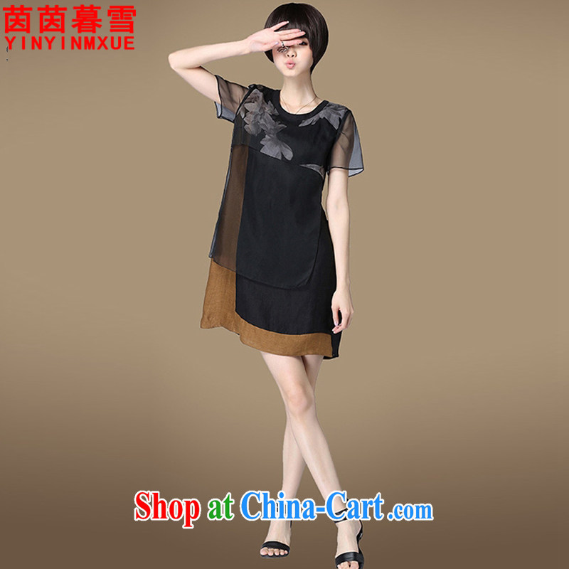 Athena Chu Yan and snow 2015 summer new, larger female cotton the stitching beauty dresses female LYQ 6816 black 4XL, Yan Yan, Xue (yinyinmuxue), online shopping
