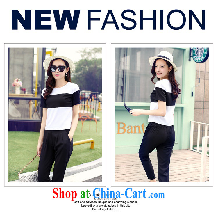 kinvillapo short sleeve Casual Shirt T women 2015 mm thick loose XL T-shirt Kit graphics thin thick 9 pants casual wear black + White M pictures, price, brand platters! Elections are good character, the national distribution, so why buy now enjoy more preferential! Health