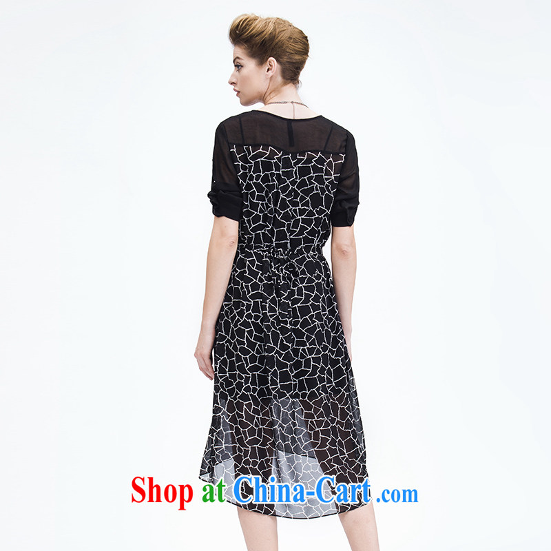 The Mak is the female 2015 summer new, mm thick collision color stitching snow woven short-sleeved dress 952103197 black 6 XL, former Yugoslavia, Mak, and shopping on the Internet