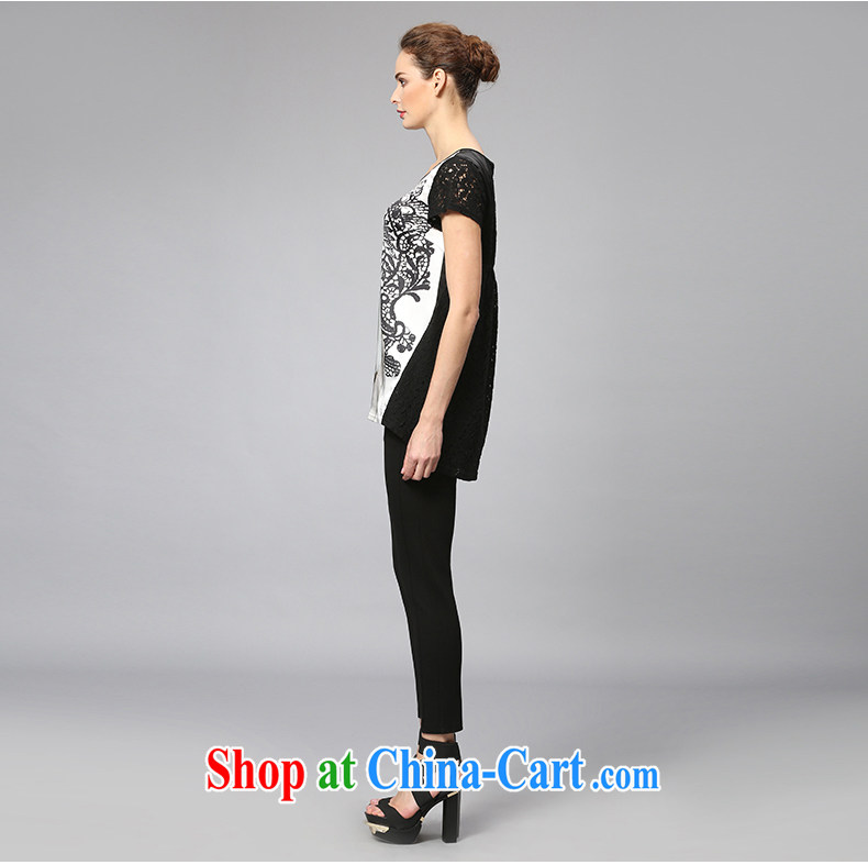 The MR big, stylish mom with 2015 summer new, MM thick lace stitching stamp T-shirt 352362205 black-and-white 5XL pictures, price, brand platters! Elections are good character, the national distribution, so why buy now enjoy more preferential! Health