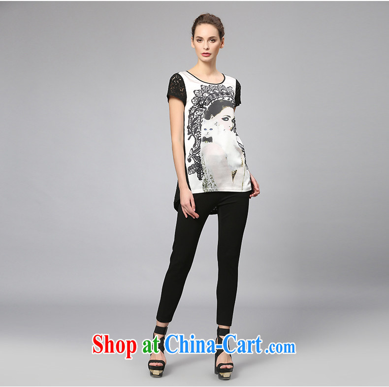The MR big, stylish mom with 2015 summer new, MM thick lace stitching stamp T-shirt 352362205 black-and-white 5XL pictures, price, brand platters! Elections are good character, the national distribution, so why buy now enjoy more preferential! Health