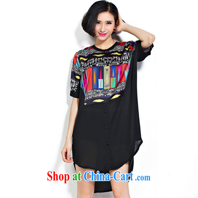 She concluded her card thick sister summer graphics thin, increase the fat Korean girl shirt large female summer wear thick, snow, solid woven shirts chubby women T shirt short-sleeved black, Code, she concluded her card (SHAWADIKA), online shopping