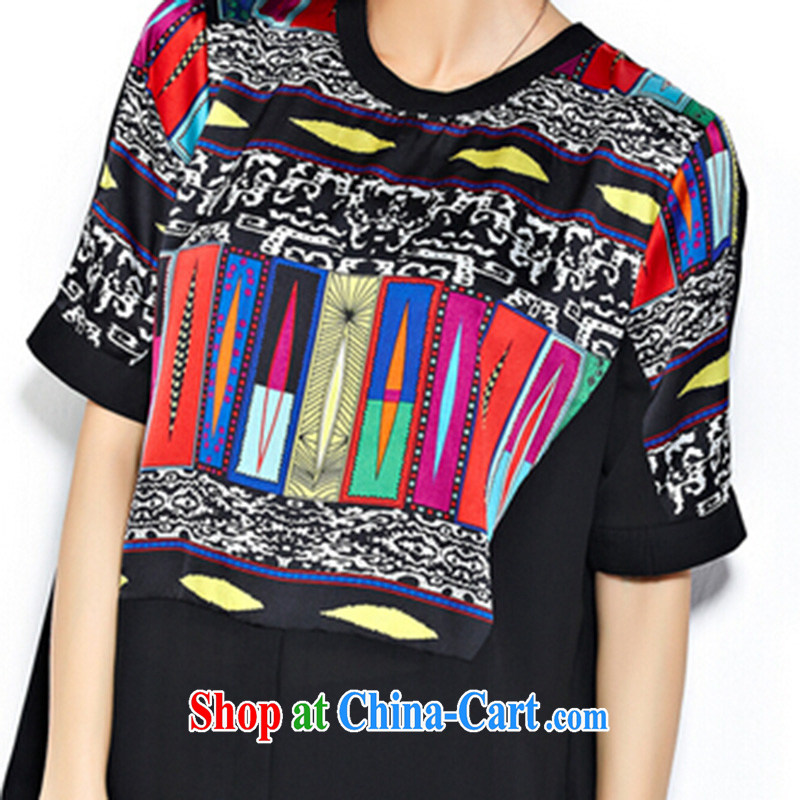 She concluded her card thick sister summer graphics thin, increase the fat Korean girl shirt large female summer wear thick, snow, solid woven shirts chubby women T shirt short-sleeved black, Code, she concluded her card (SHAWADIKA), online shopping