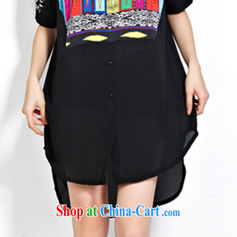 She concluded her card thick sister summer graphics thin, increase the fat Korean girl shirt large female summer wear thick, snow, solid woven shirts chubby women T shirt short-sleeved black, Code, she concluded her card (SHAWADIKA), online shopping