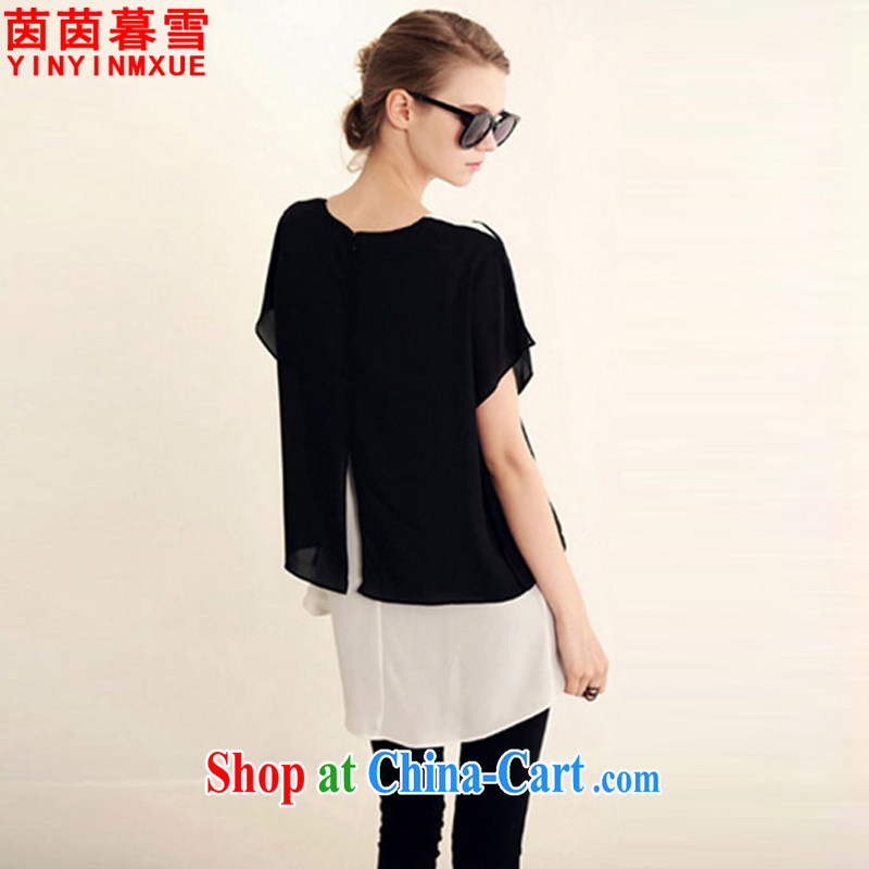 Yan Yan, snow 2015 summer new, larger women are seen wearing short-sleeved shirts T plus 7 wheelchair accessible leisure two-piece women TZ 8079 black 4XL, Yan Yan, Xue (yinyinmuxue), online shopping