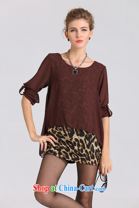 Yan Yan and snow 2015 summer new, larger female sexy Leopard stitching snow woven shirts female XFS 1915 brown XXXL pictures, price, brand platters! Elections are good character, the national distribution, so why buy now enjoy more preferential! Health
