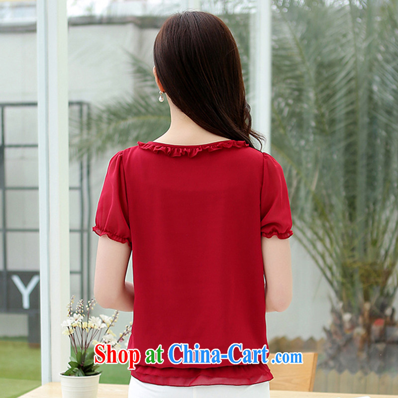 Autumn of 2015 children's new, larger female Korean round-collar flouncing graphics thin T-shirt short-sleeved snow woven shirts girls summer 352 wine red 4 XL, Choo, child care, shopping on the Internet